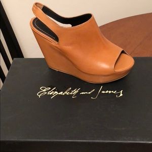 Tan wedges. NEVER WORN